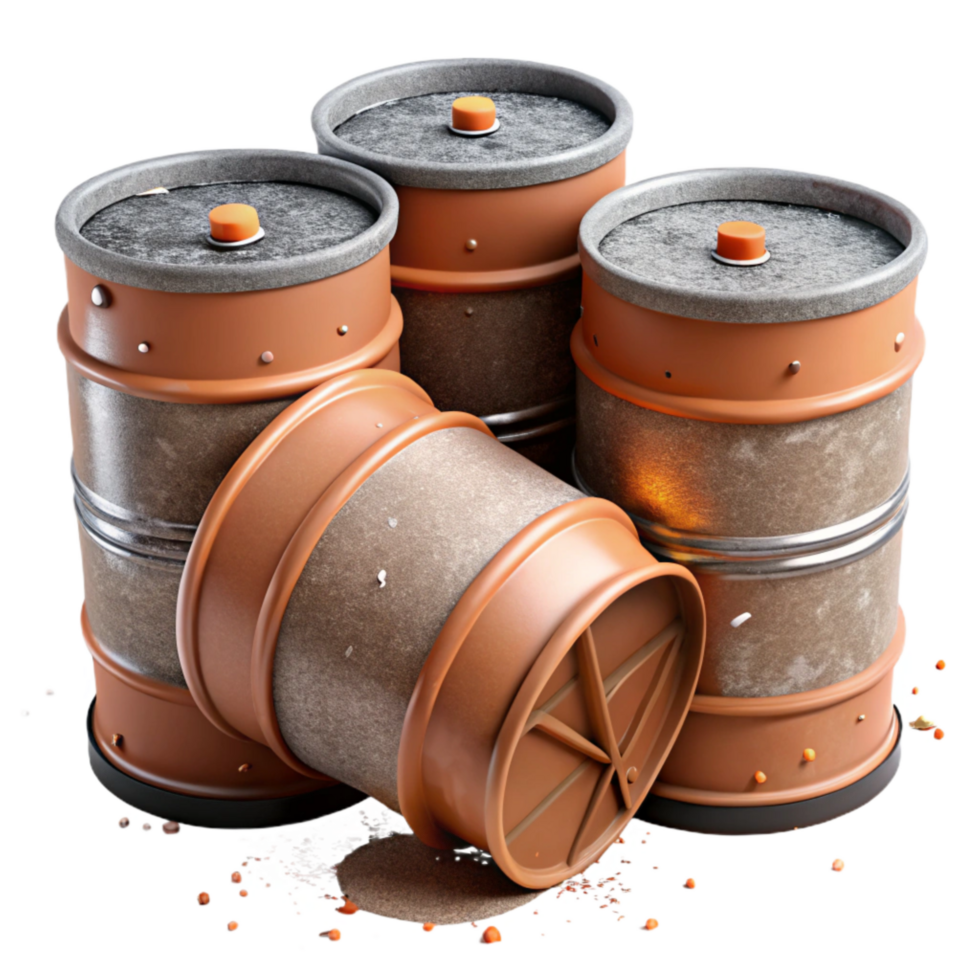 vibrant classic Industrial Waste Barrels Close Up Isolated with Rusty Texture high resolution png