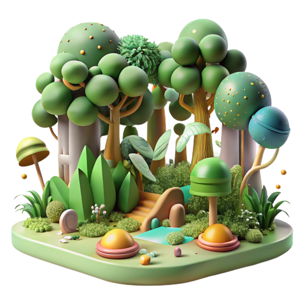 magnificent contemporary Healthy Ecosystem Illustration Lush Forest Isolated authentic png