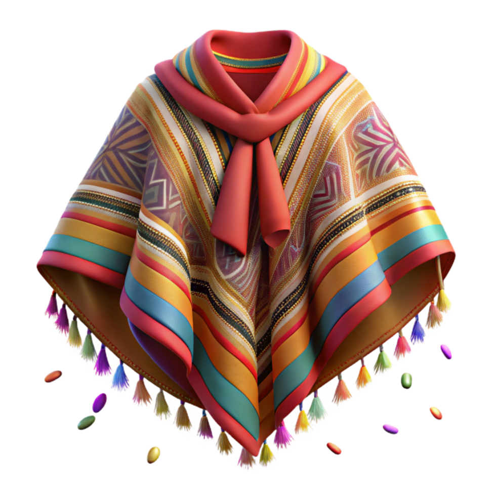 serene vintage Peruvian Poncho with Intricate Patterns Isolated exclusive png
