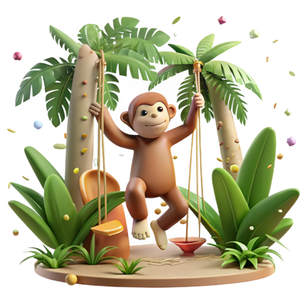 magnificent classic Monkey Swinging Through Trees Jungle Background Transparent Background authentic png