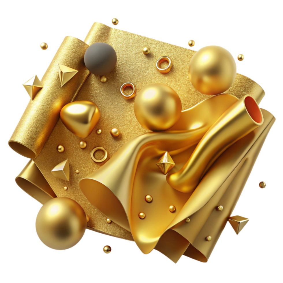 serene traditional Gold Foil Texture Background Isolated Element authentic png