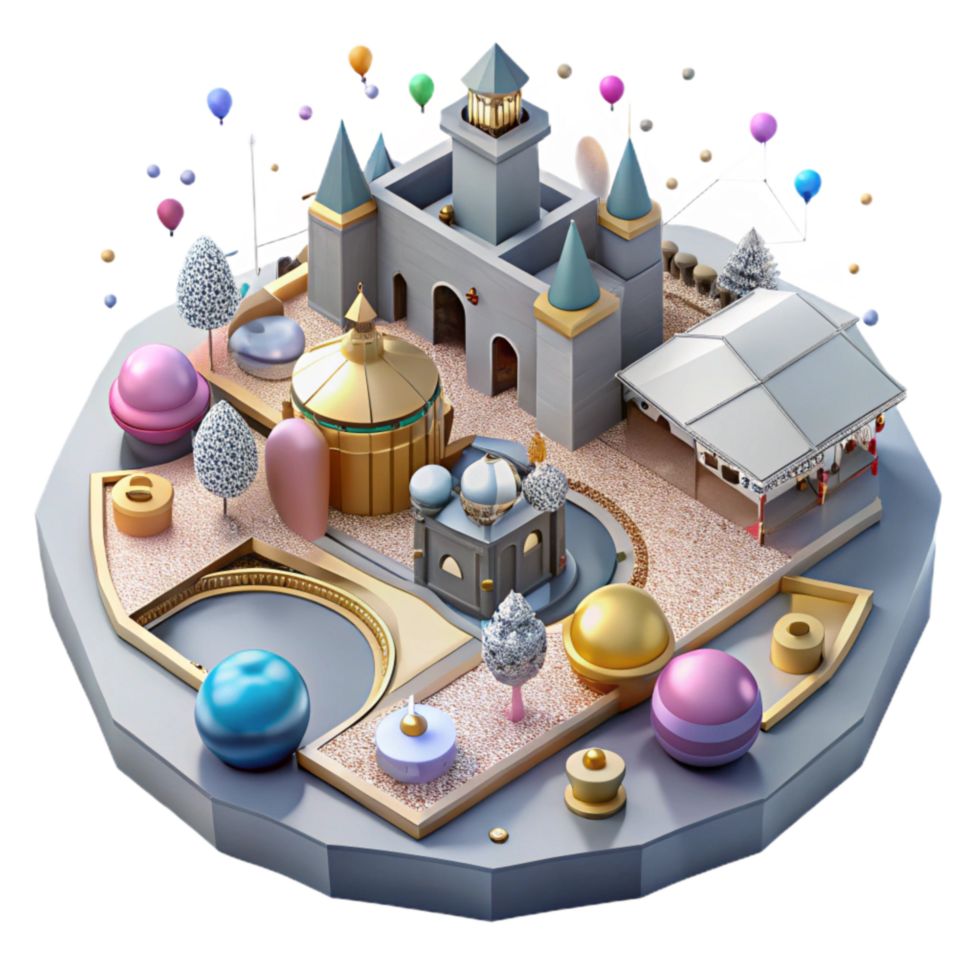 impressive rustic Historic Town Square Aerial View Element detailed png