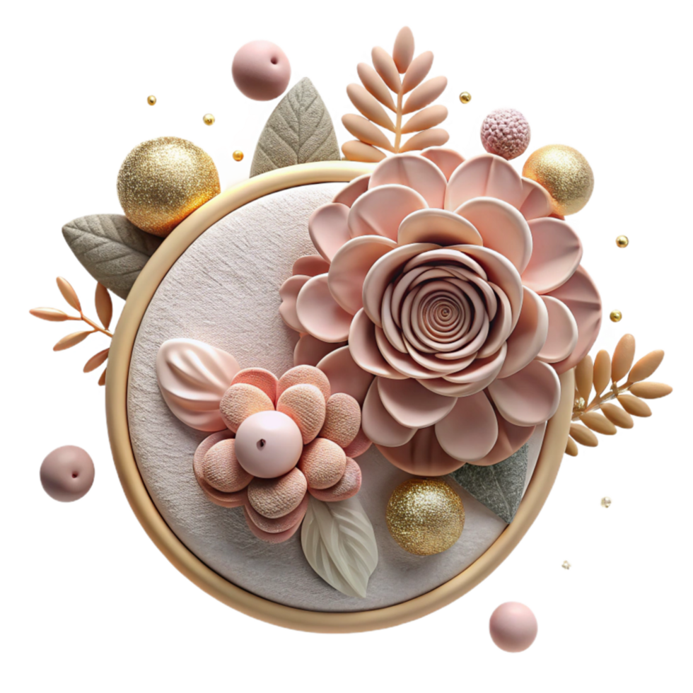 extraordinary abstract Muted Floral Embroidery Hoop Design Isolated Element exclusive png