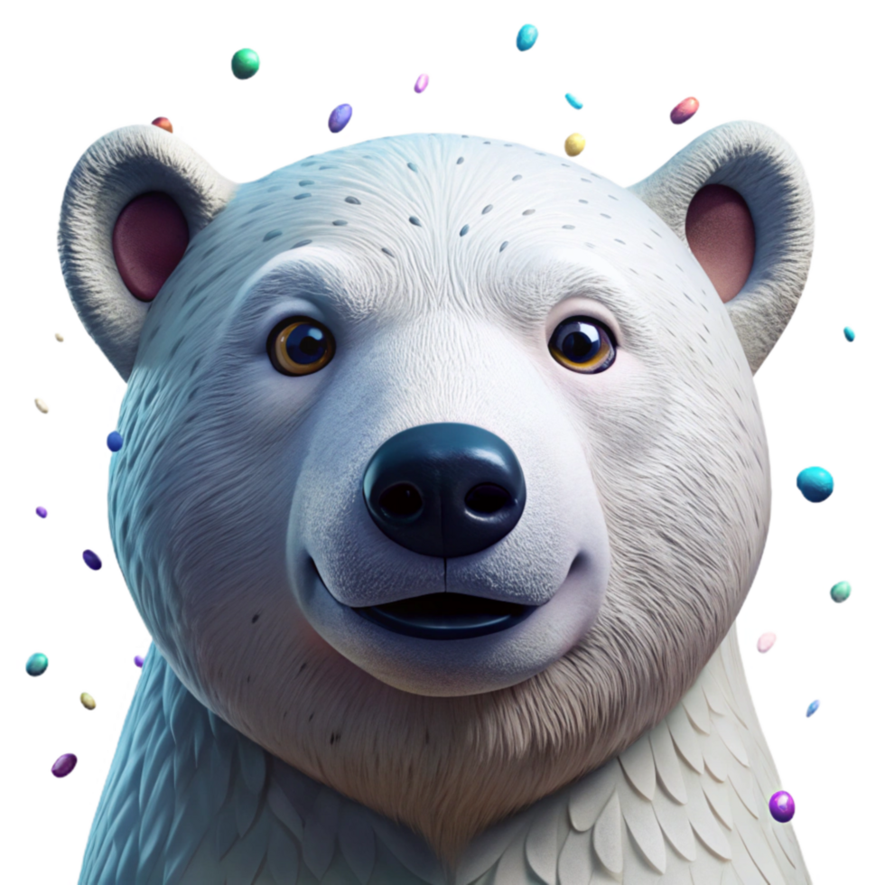 dramatic abstract Polar Bear Portrait Front View Isolated Element authentic png