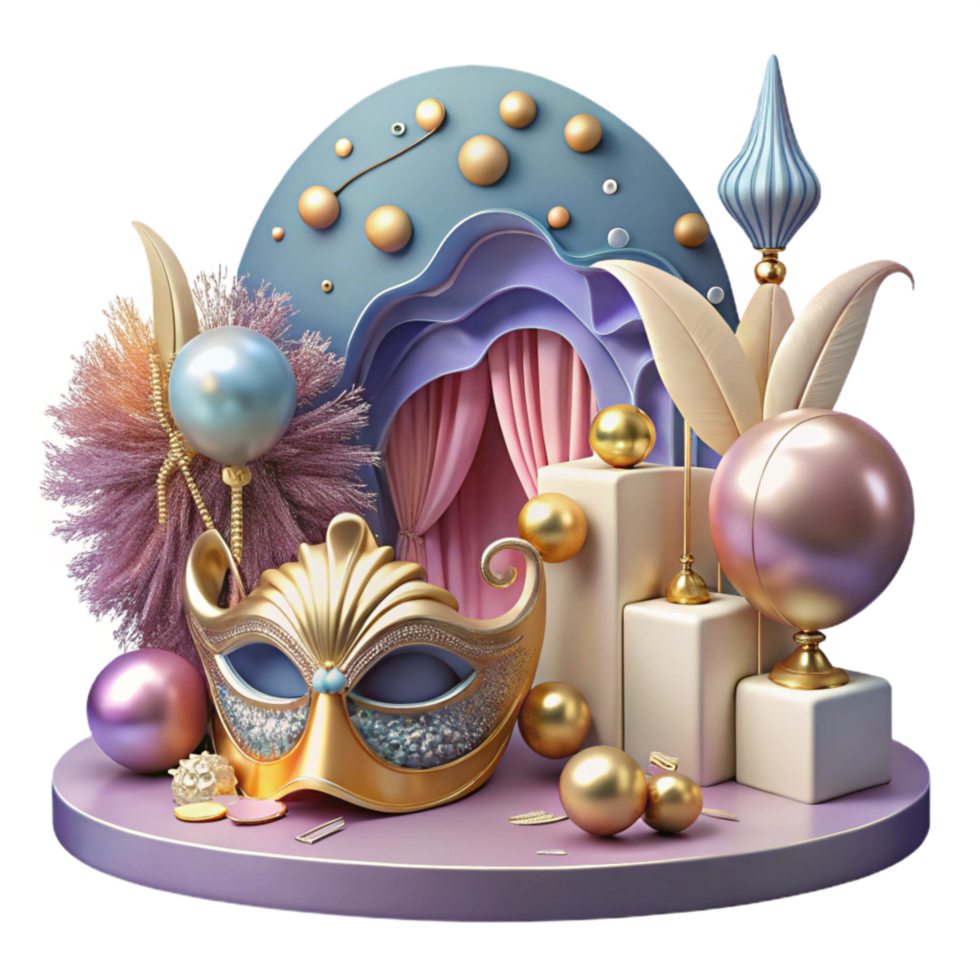 magnificent creative Maskerade Ball Intricate Decorations Transparent Background Festive Setting professional png