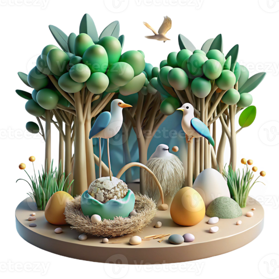 vibrant rustic Mangrove Forest with Birds Nesting Cutout authentic png