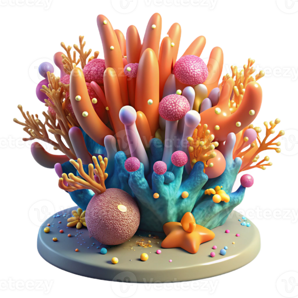 wonderful vintage Overfished Coral Reef Isolated on Transparent Background original png