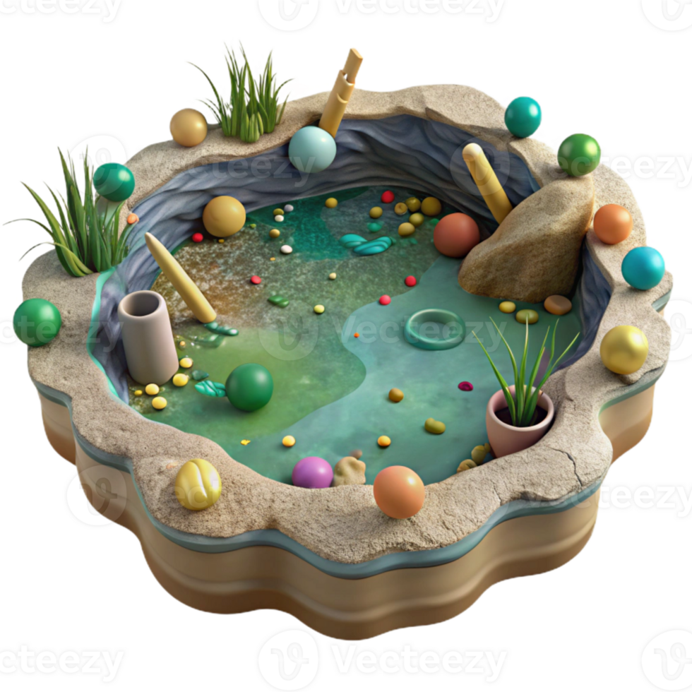 magnificent traditional Polluted Lake with Dead Algae Top View Cutout premium png