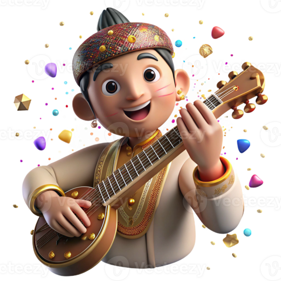 wonderful classic Indian Sitar Player Close Up Finger Position Cutout professional png