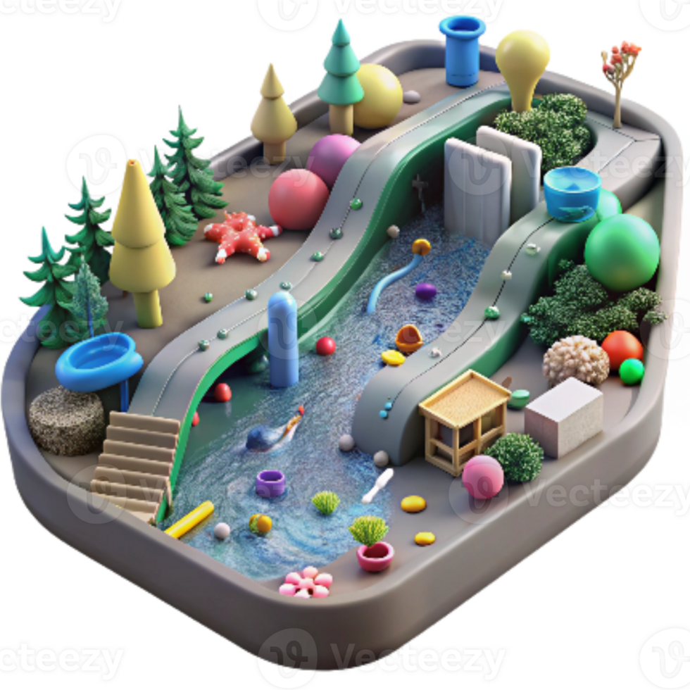 vibrant contemporary Plastic Waste Polluting Urban Canal Wildlife Isolated professional png
