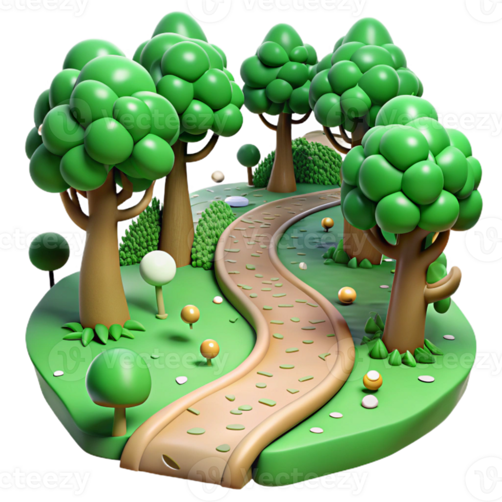 dramatic classic Green Forest Path Top View Cutout Element detailed png