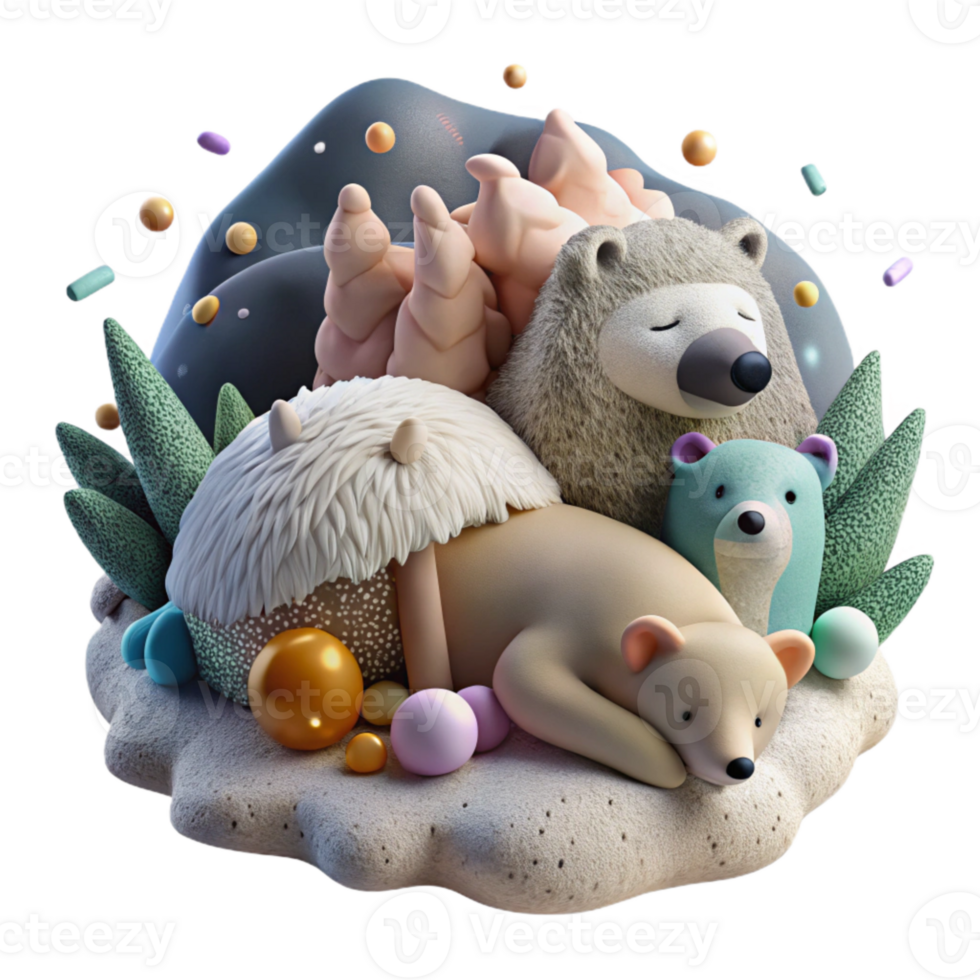 dramatic creative Hibernating Animals in Their Natural Habitats Isolated Close Up View exclusive png