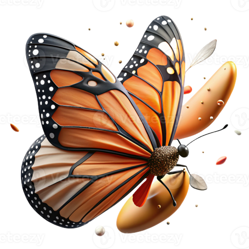 impressive artistic Monarch Butterfly Migration Wing Closeup Cutout Orange and Black Scales high quality png