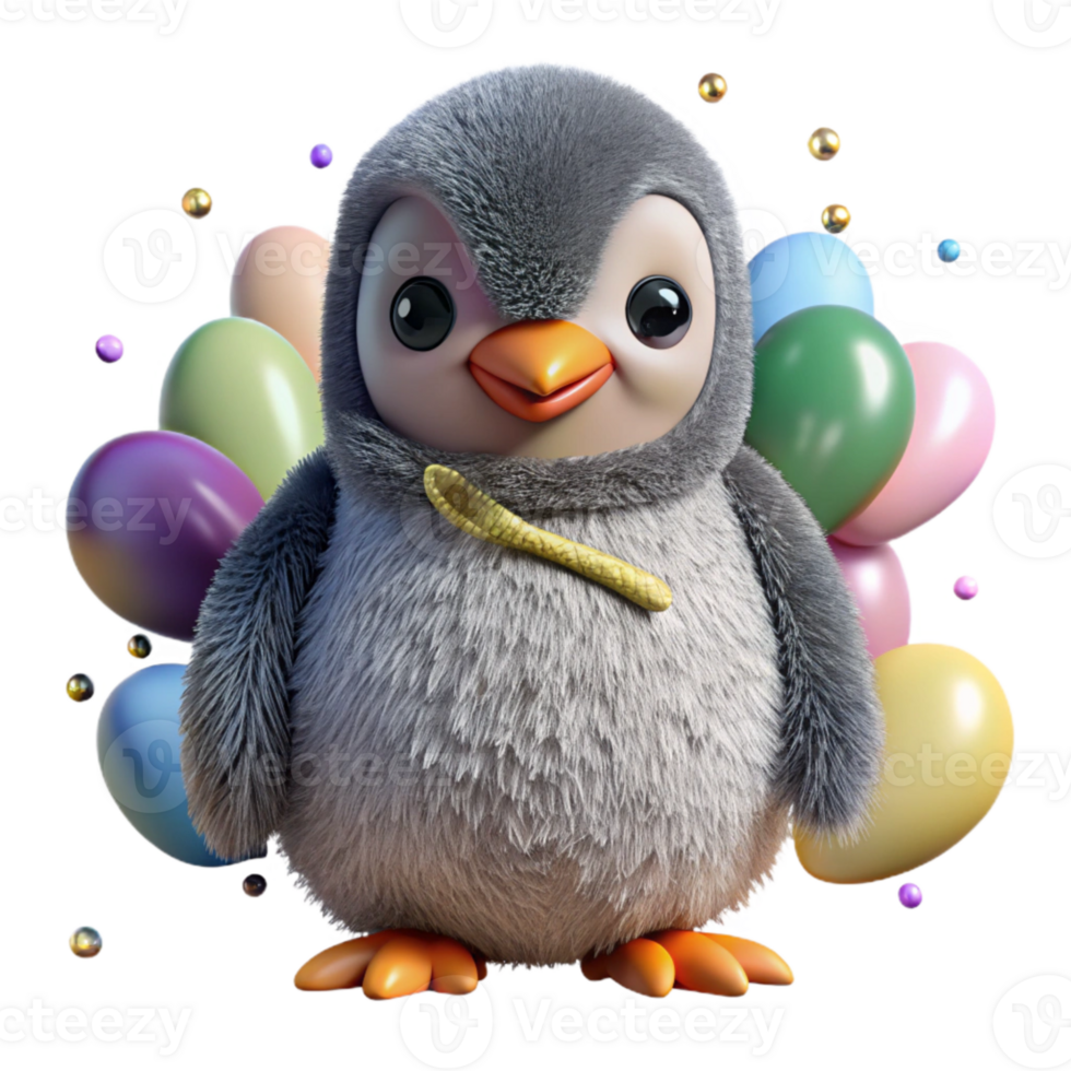 wonderful contemporary Penguin Chick Fluffy Gray Isolated professional png