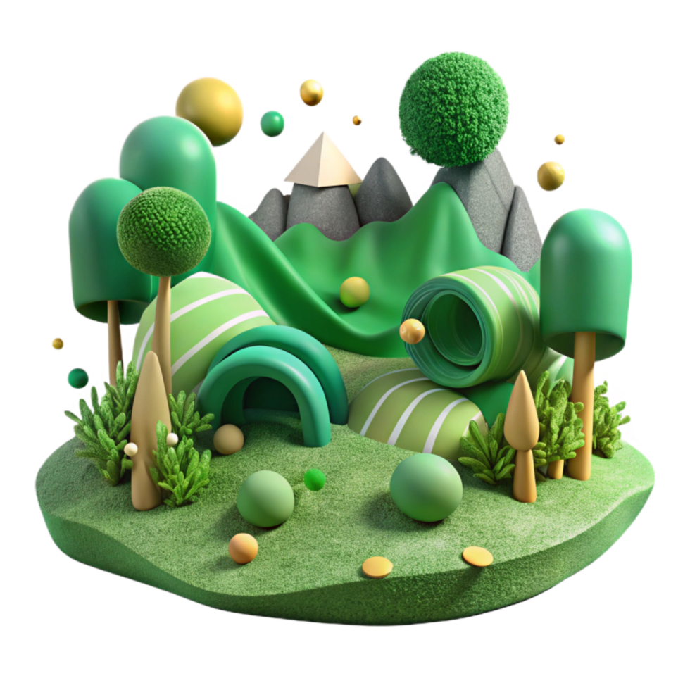 magnificent classic Lush Pasture Landscape Isolated with Green Hues high resolution png