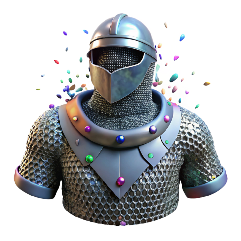 vibrant rustic Medieval Chainmail Armor Detail Cutout Isolated authentic png