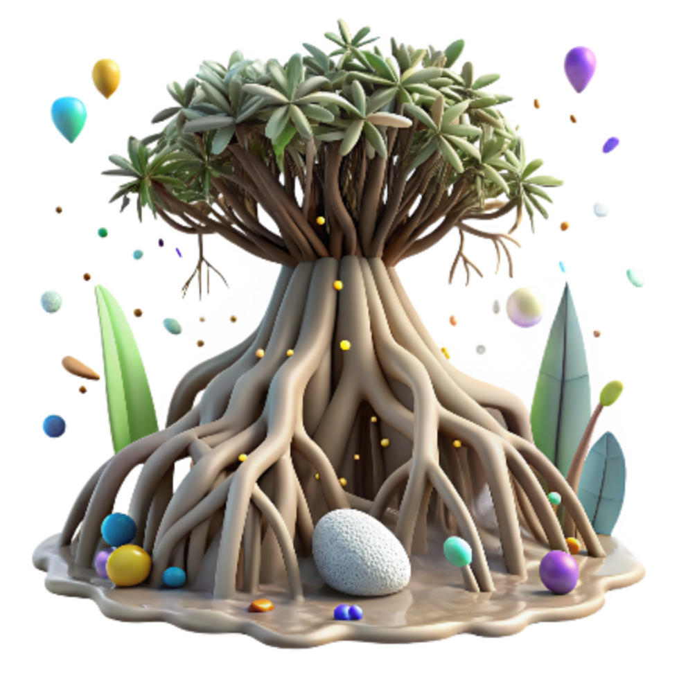 extraordinary rustic Mangrove Roots and Biodiversity Hotspot Transparent Background authentic png