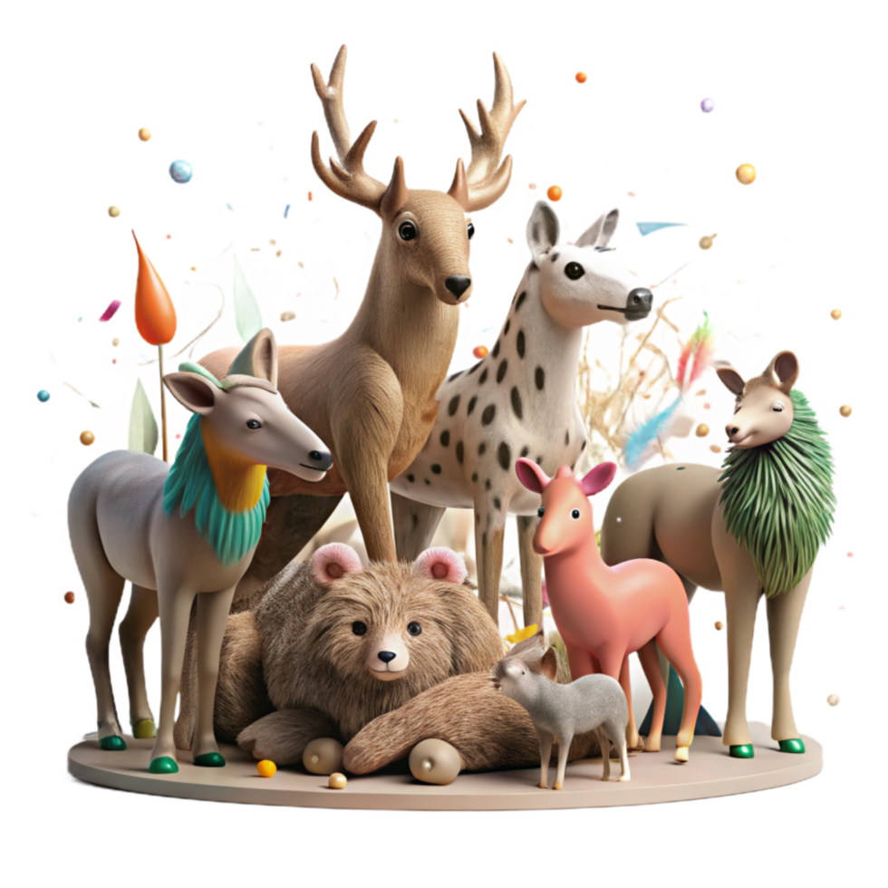 extraordinary traditional Group of Animals in Their Natural Habitat Isolated on Transparent Background genuine png