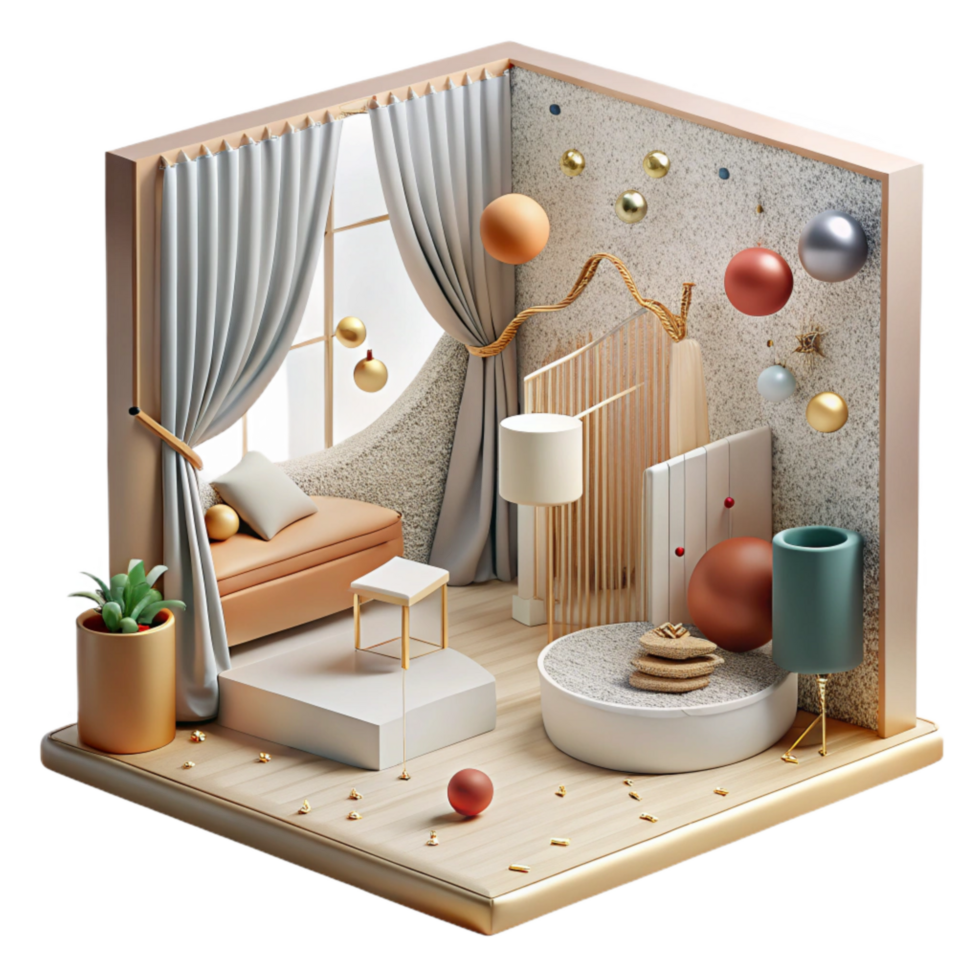 dramatic modern Interior Decoration Perspective Sketch Transparent Background high resolution png