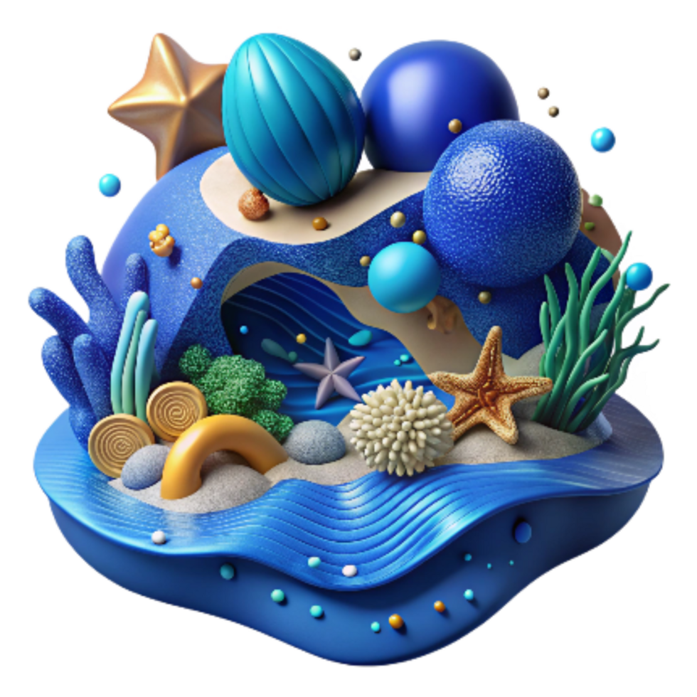 vibrant traditional Ocean Biodiversity Cutout with Blue Gradient png