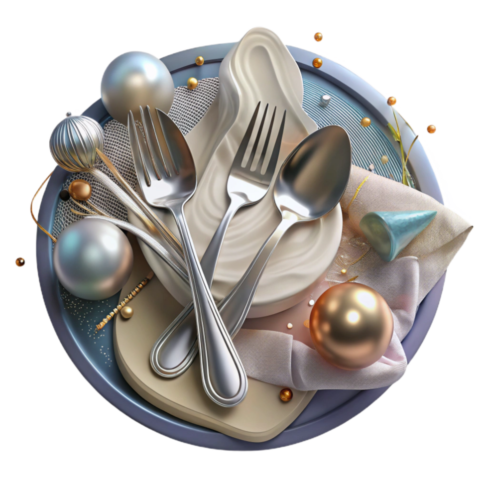 stunning abstract Old Silverware Transparent Background with Engraved Design genuine png