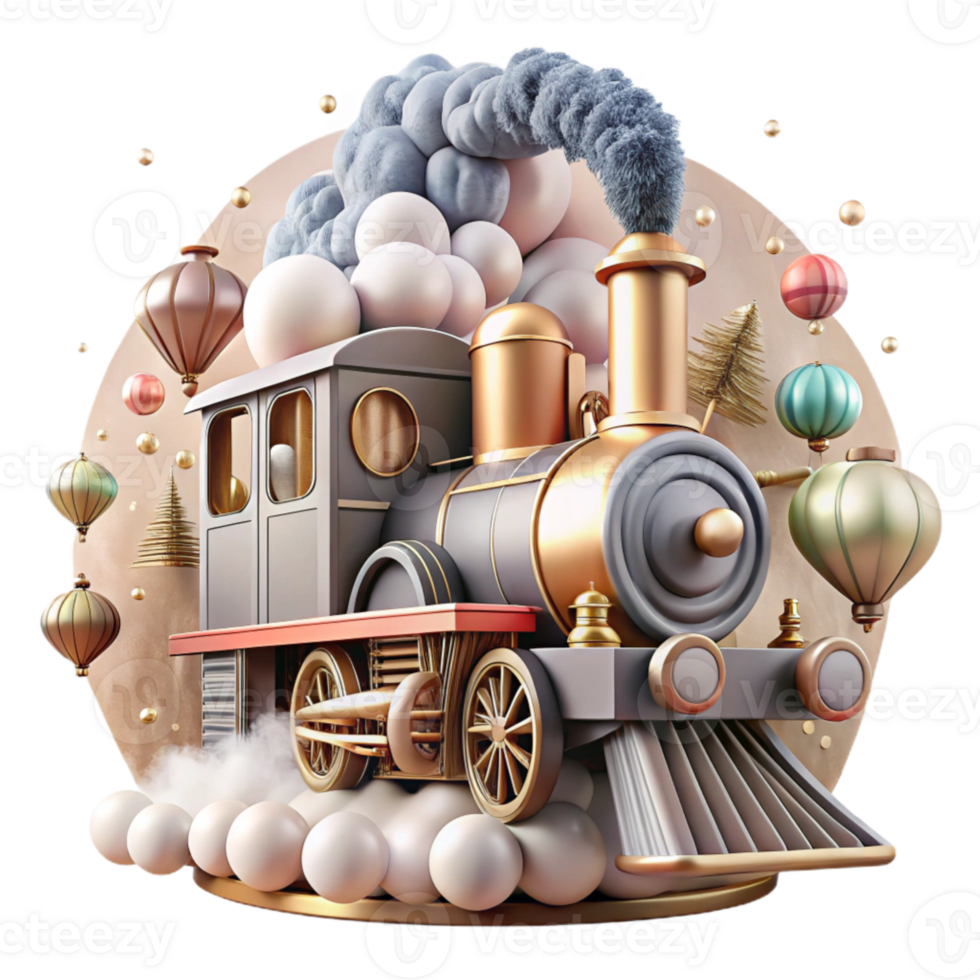 vibrant abstract Historic Train Steam Engine Cutout with Smoke high resolution png