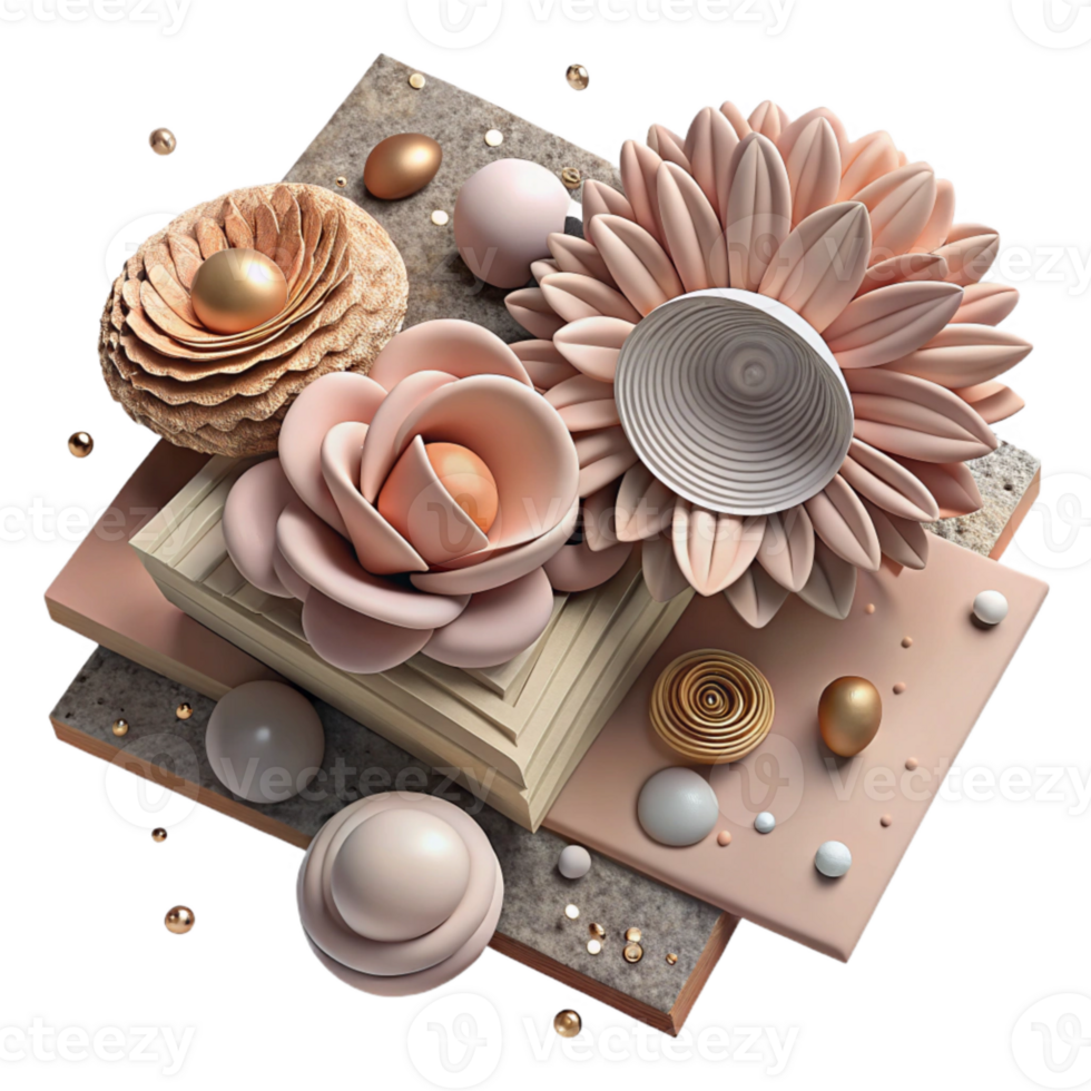 vibrant classic Muted Floral Scrapbooking Paper Design Isolated premium png