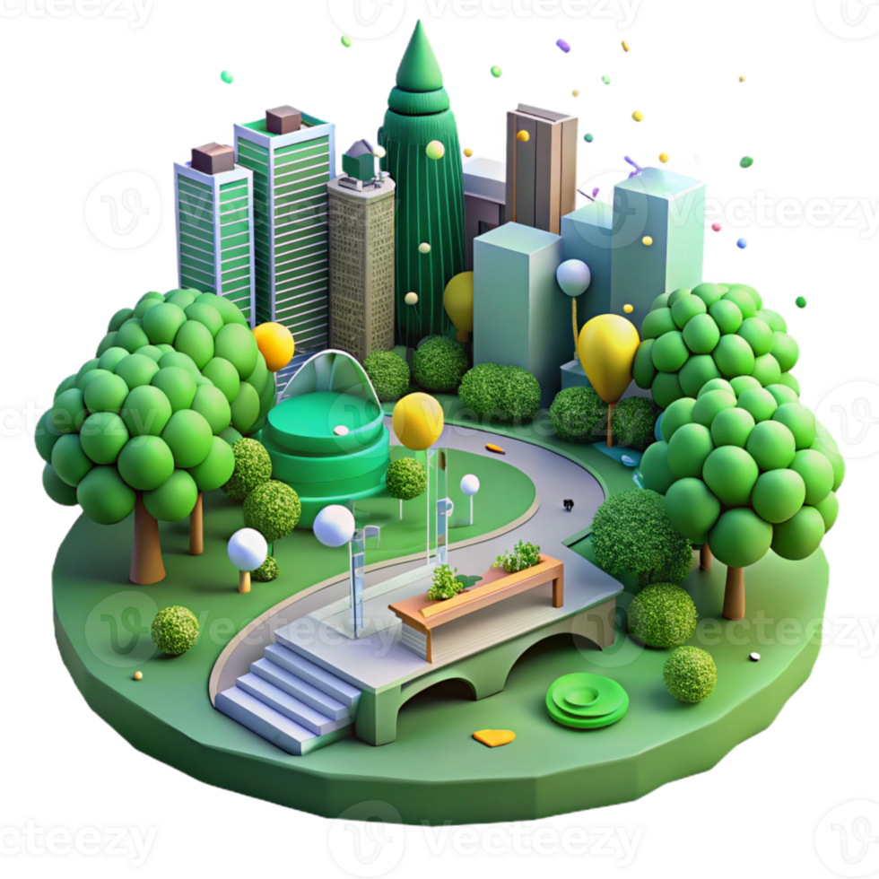 extraordinary traditional Green City Park Aerial View Isolated premium png