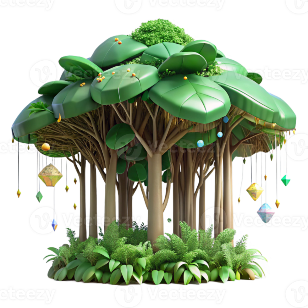 vibrant minimalist Rainforest Canopy with Lush Green Foliage Cutout detailed png