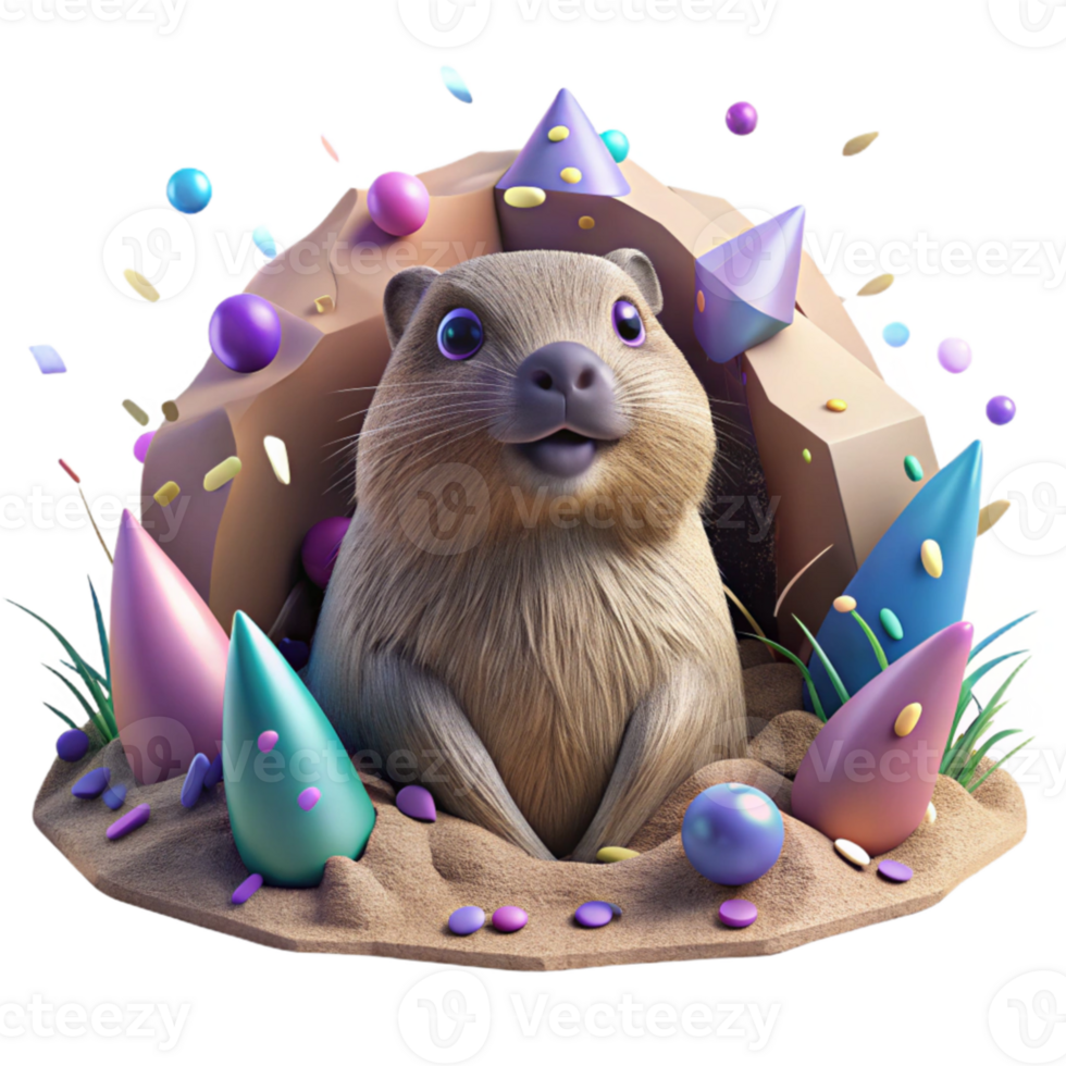 impressive abstract Groundhog Emerging Burrow Backlit Isolated high resolution png