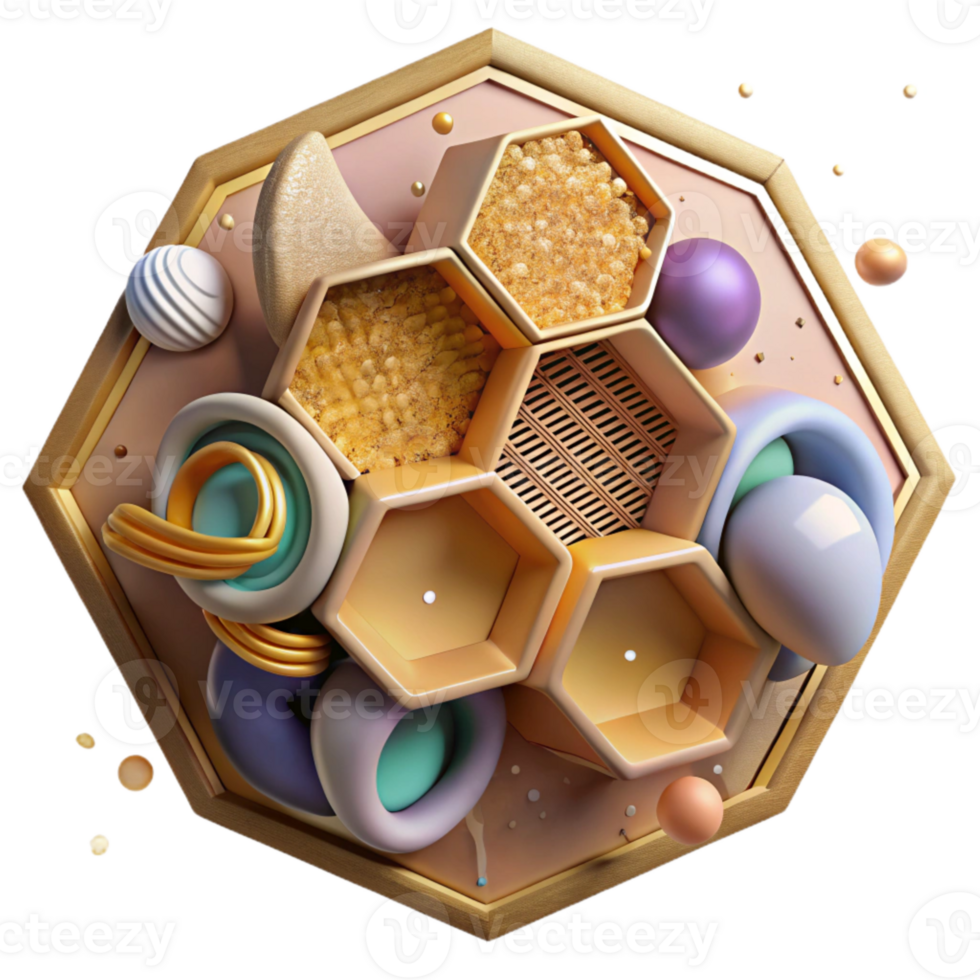serene modern Honeycomb Cross Section Closeup Cutout premium png