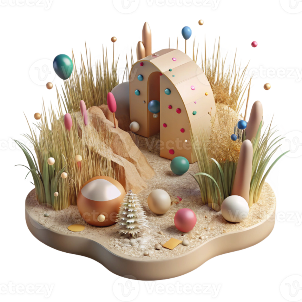 extraordinary modern Grassland Habitat Diorama Cutout with Realistic Elements premium png