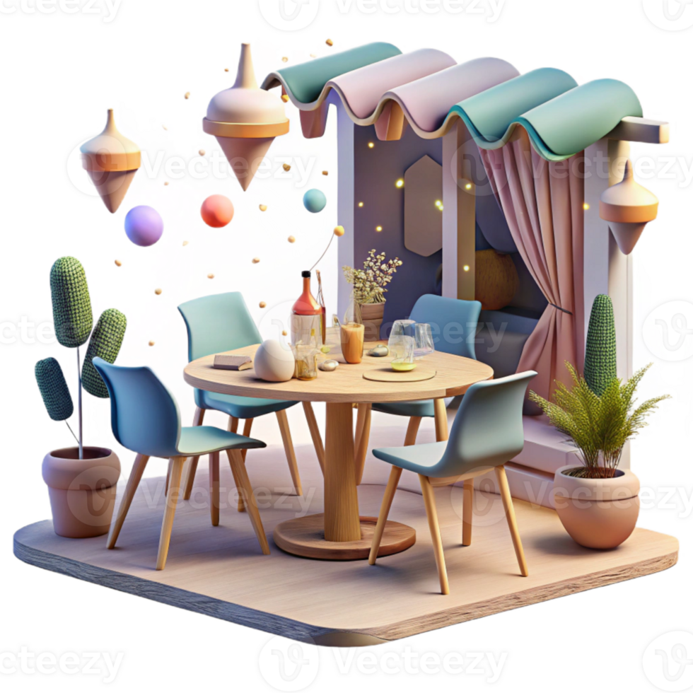 beautiful abstract Outdoor Dining in City Street Cutout detailed png
