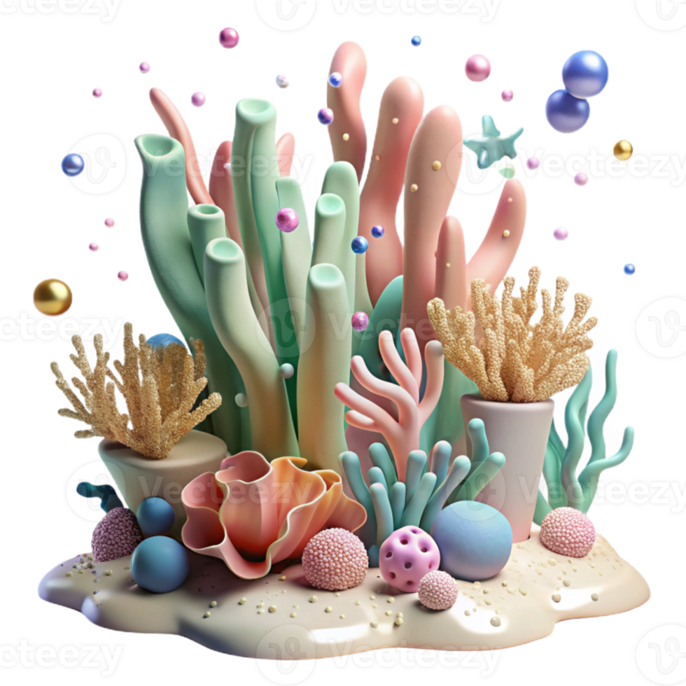 extraordinary classic Invasive Seaweed on Coral Reef Underwater Shot Transparent Background authentic png
