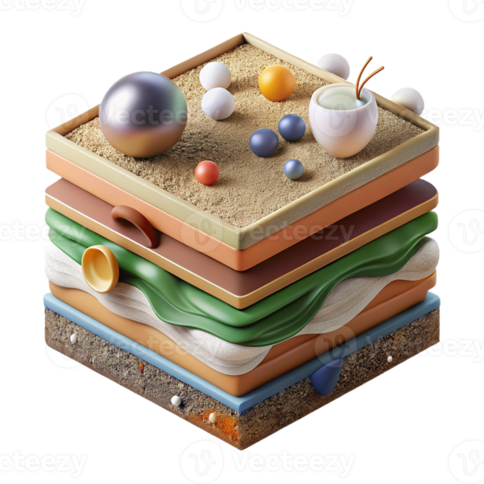 beautiful rustic Healthy Soil Layers Diagram Isolated Transparent Background with Labels original png