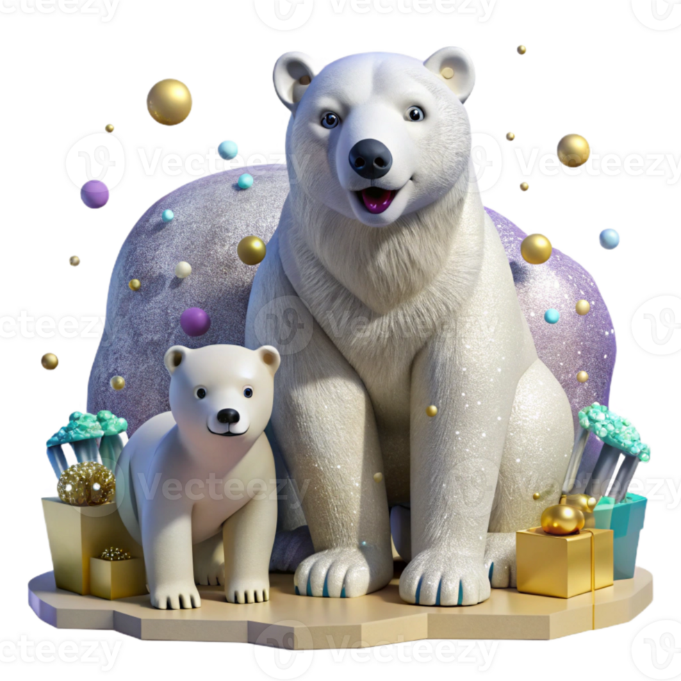 stunning classic Polar Bear Migration Cub Isolated Mother Bear Detail Transparent Background original png