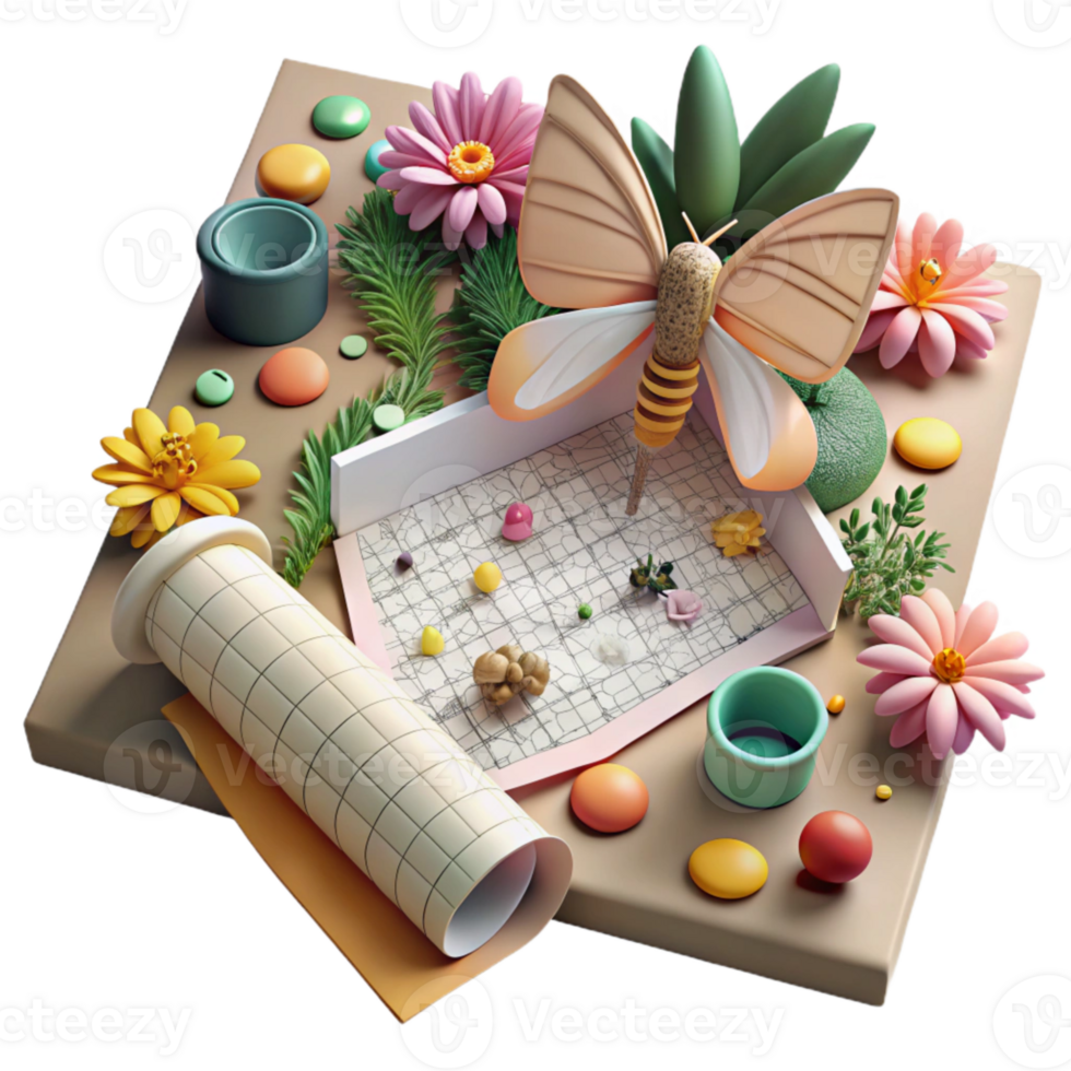 vibrant minimalist Pollinator Garden Layout Plan Cutout premium png
