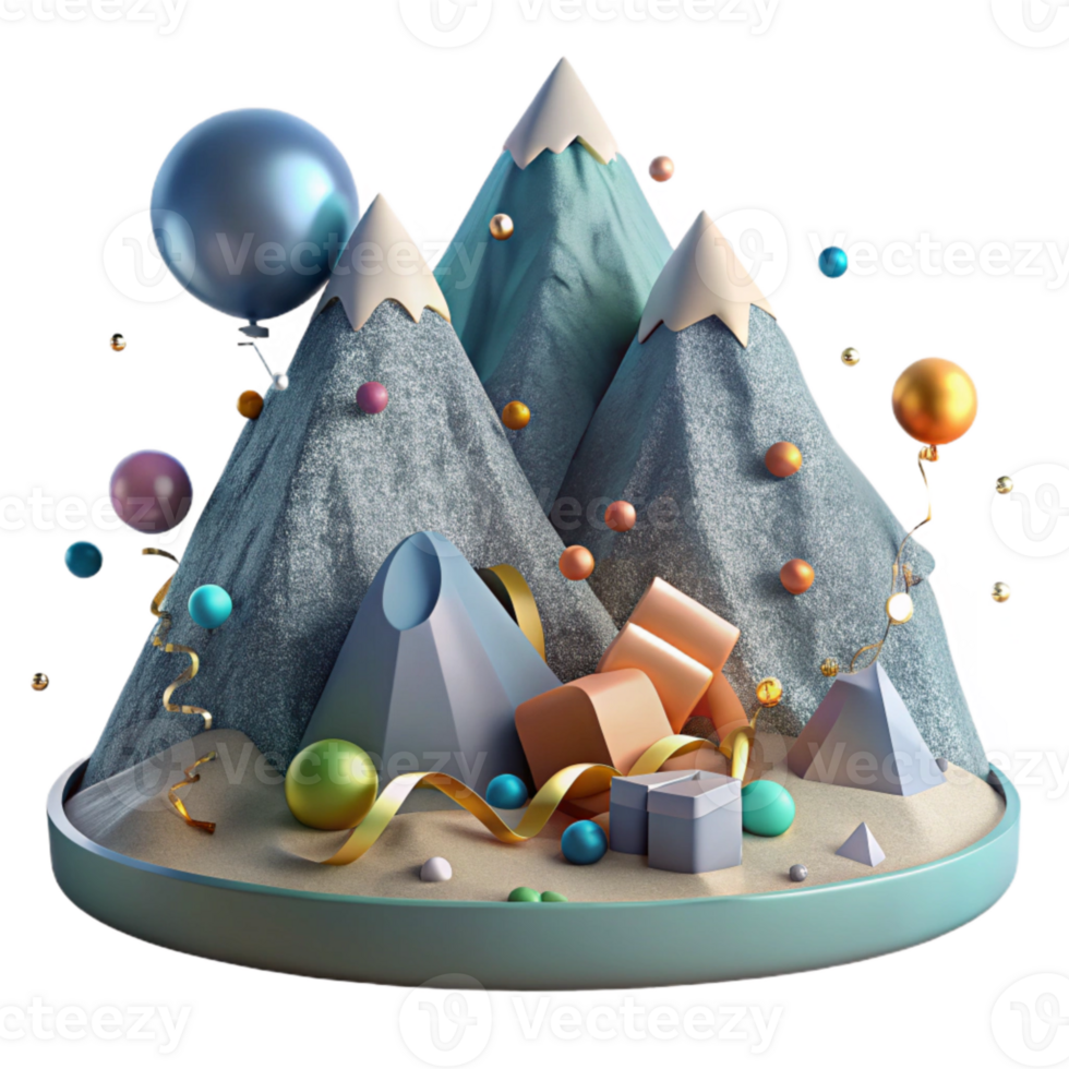 impressive artistic Mountain Landscape with Clear Sky Isolated detailed png