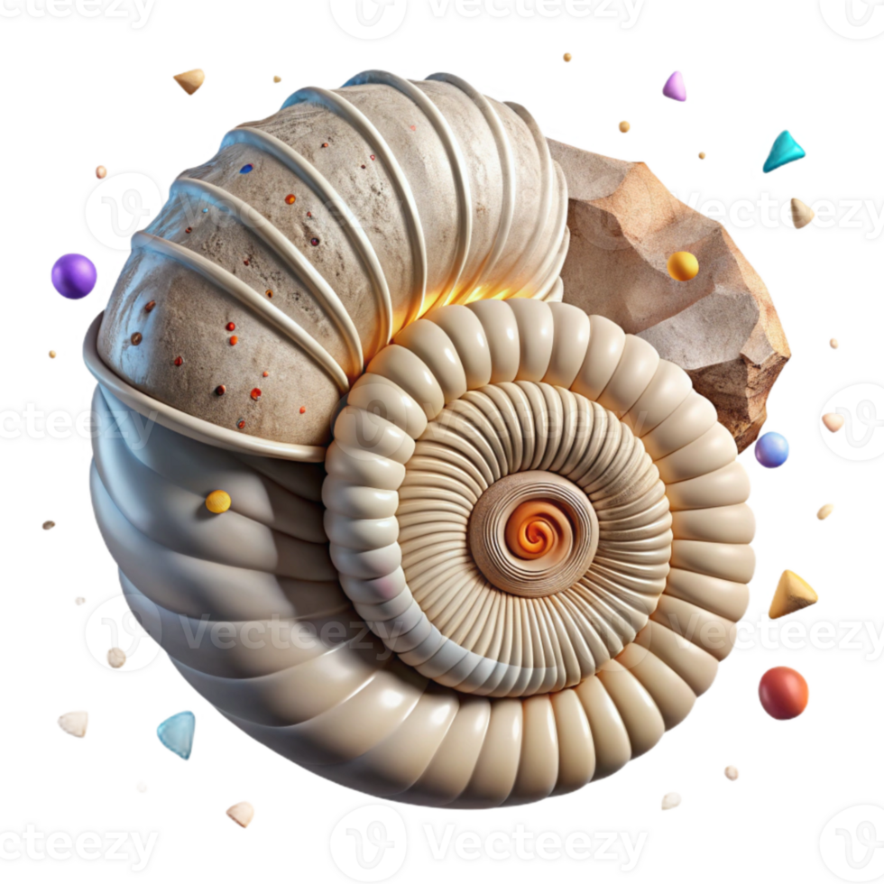 serene abstract Preserved Artifact Fossil Shell Isolated high quality png