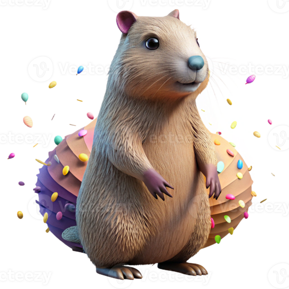 magnificent modern Groundhog Standing Upright Side View Isolated genuine png