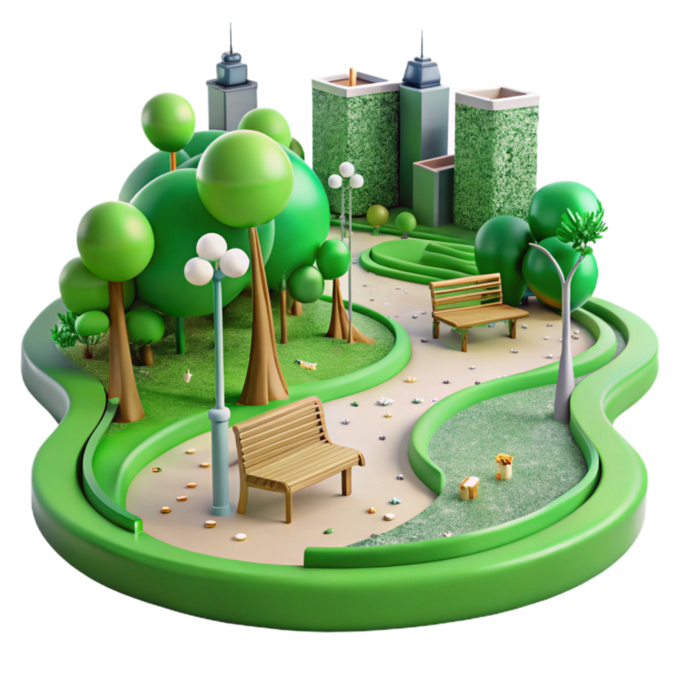 impressive minimalist Green City Park with People Relaxing Cutout original png