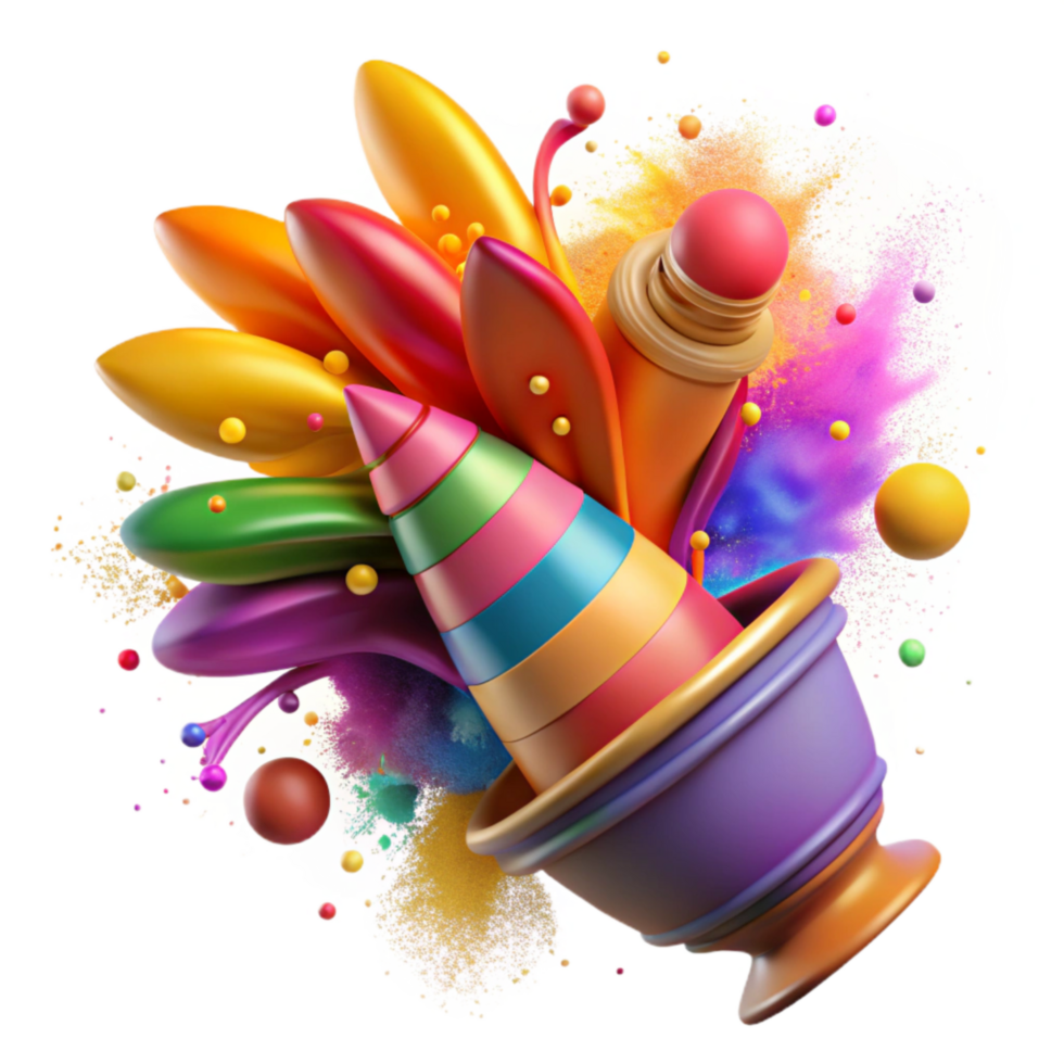 impressive minimalist Indian Holi Powder Colorful Explosion Isolated Transparent Background png