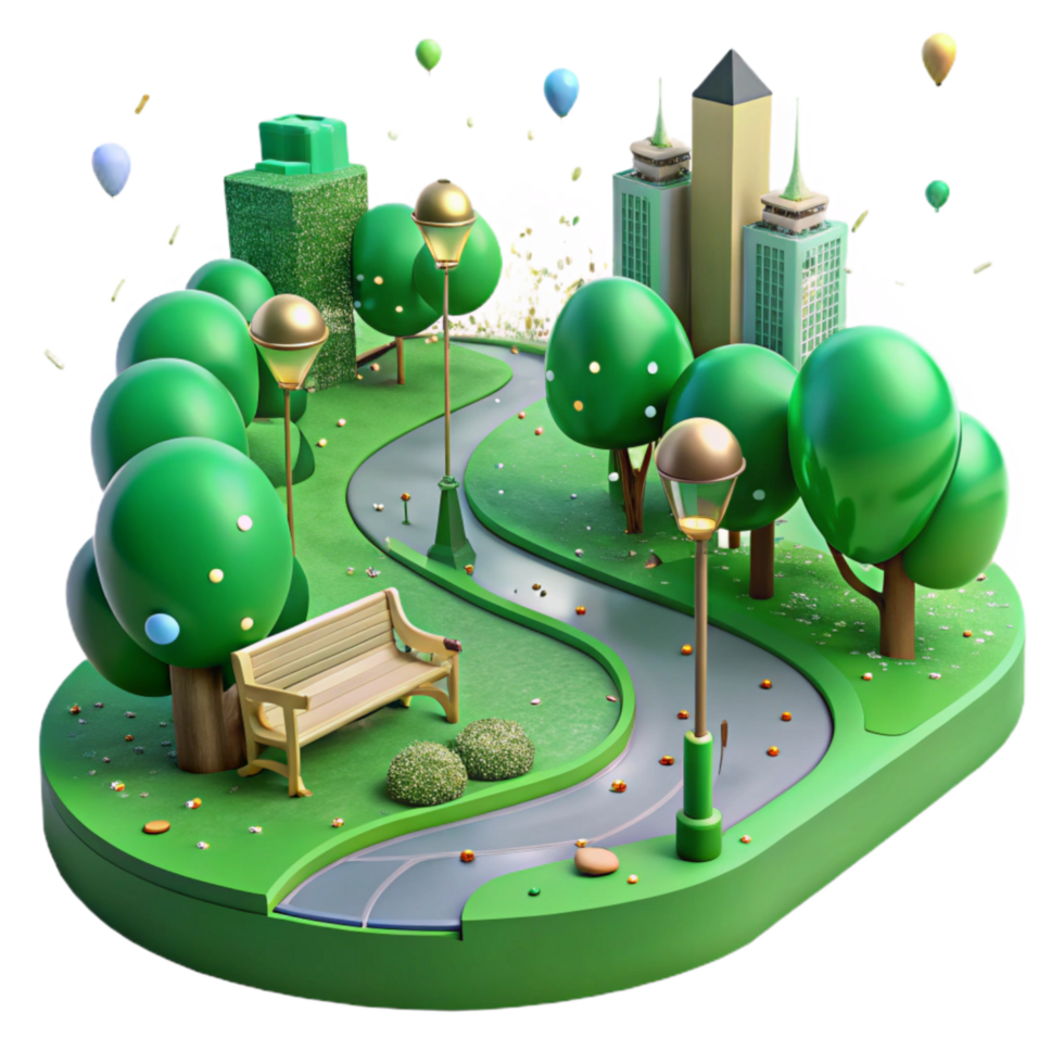 impressive artistic Green City Park with People Relaxing Cutout original png