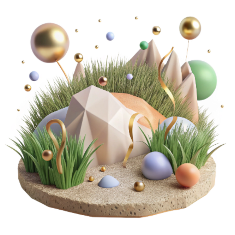 vibrant creative Grassland Ecosystem Transparent Background detailed png