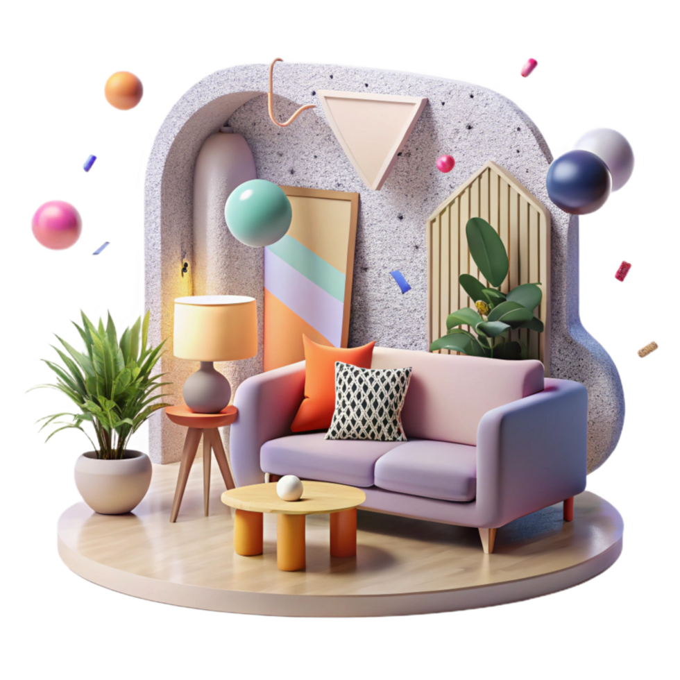 magnificent minimalist Modern Living Room Interior Cutout Isolated genuine png
