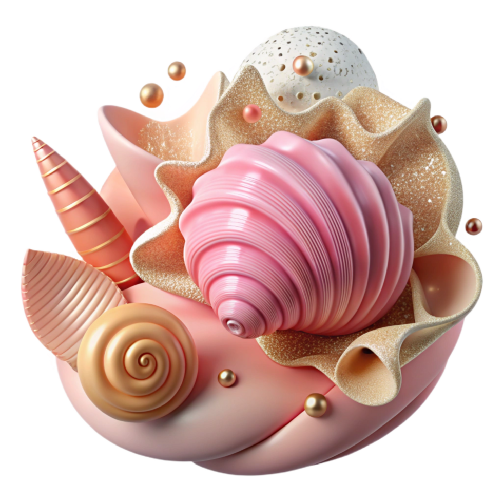 dramatic minimalist Pink Seashell Transparent Background with Spiral Pattern authentic png