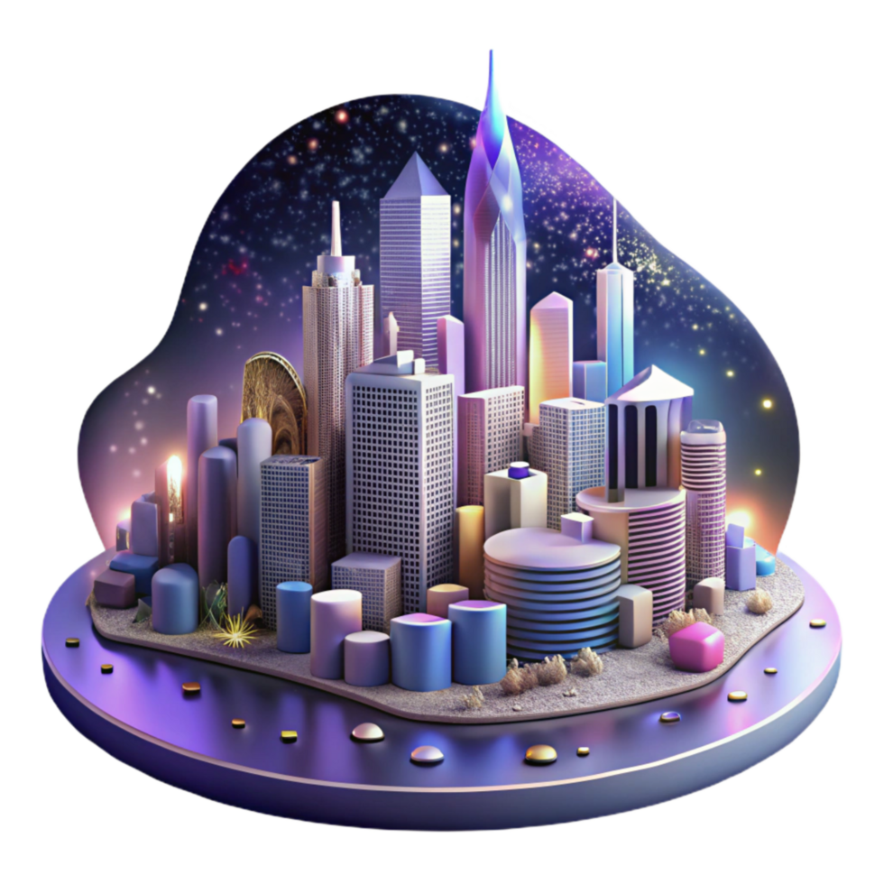 beautiful traditional Nighttime Cityscape Panorama Cutout exclusive png