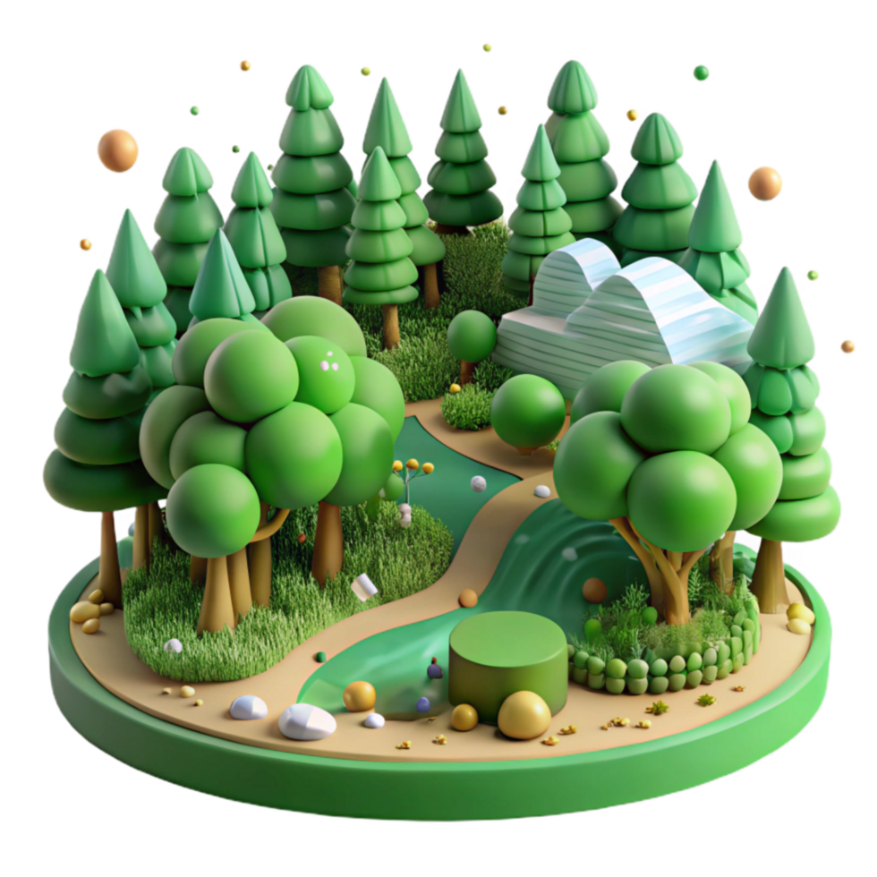 beautiful abstract Green Forest Panorama Aerial View Isolated genuine png