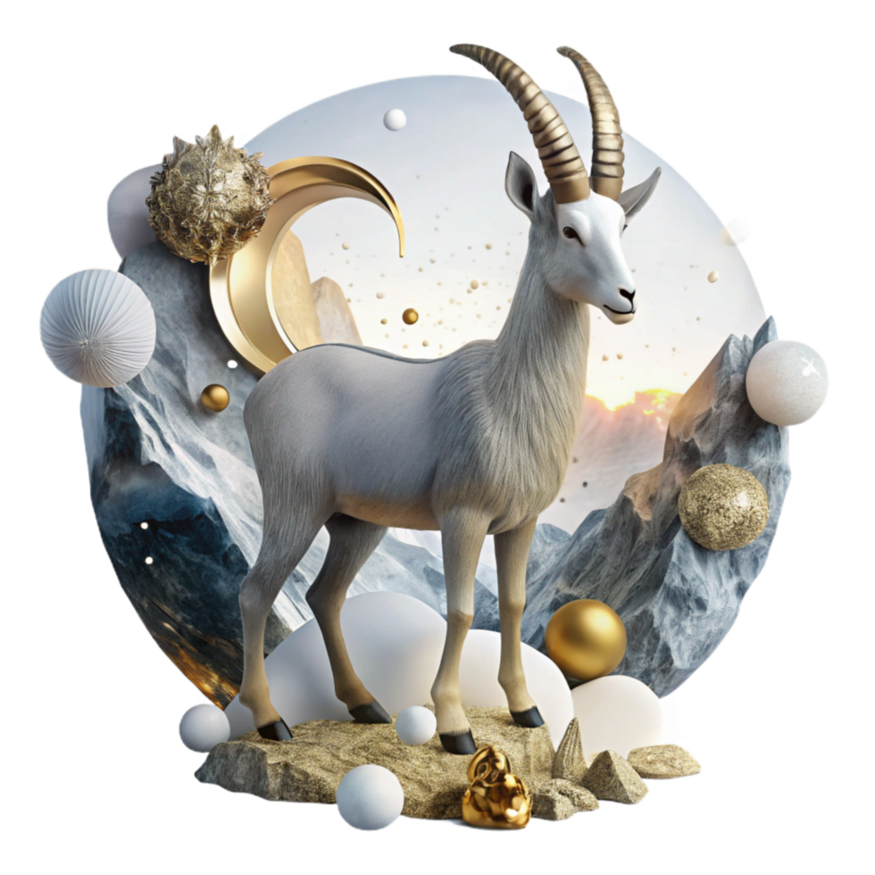 vibrant traditional Mountain Goat Silhouette Transparent Background White Fur exclusive png