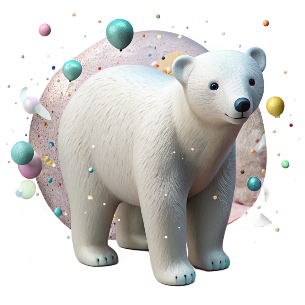beautiful abstract Polar Bear Silhouette with Soft White Fur Texture on Transparent Background premium png